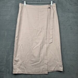 Banana Republic Women's Tan‎ Herringbone Wrap Midi Skirt Size 12